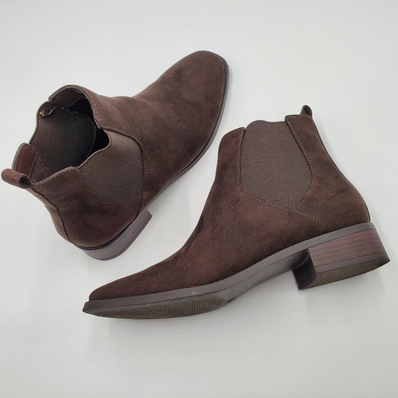 Ann Taylor LOFT Outlet Chelsea Chocolate Brown Suede-like Bootie - Picture 5 of 15